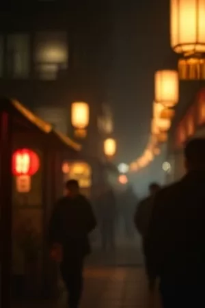 铁轨上的月亮数字重制海报，夜色中的铁轨延伸至地平线，远处悬着一轮低垂的圆月