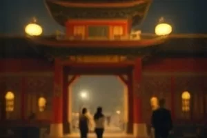 玻璃穹顶剧照，半透明穹顶内的人工花园与穹顶外的灰白天空形成对比